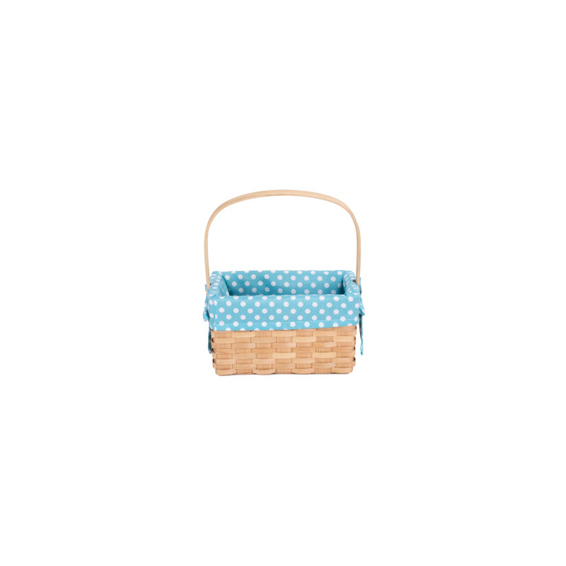 Wicker Chipwood Swing Handle Basket with Lining, Blue