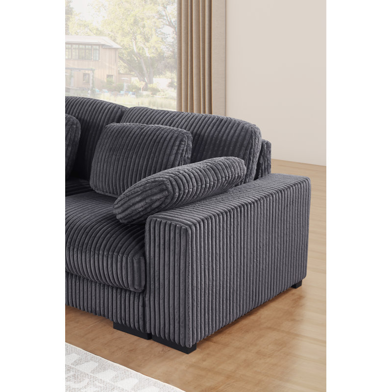 Canapé modulaire en velours côtelé de 155,5 po Nadine