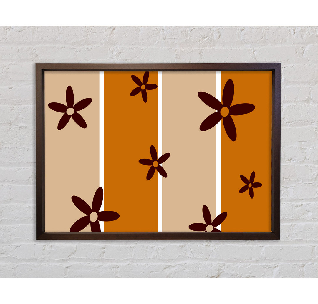 Chocolate Daisy Stripes - Einzelne Bilderrahmen Kunstdrucke auf Leinwand