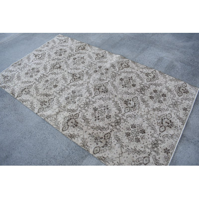 Tapis en laine beige 47,6 x 81,9 pouces, patchwork traditionnel rétro moderne