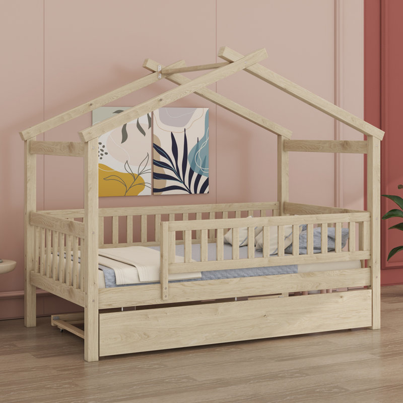 Lit en bois avec couchette, Naturel