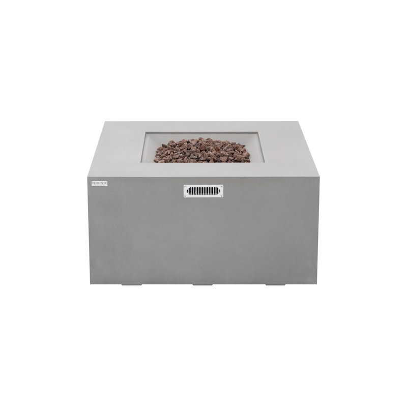 Rocky 43" Outdoor Concrete Fire Table with Built-In Propane Tank Storage 45,000 BTU - Includes Lava Rocks & PVC Cover
