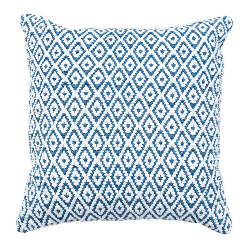 Geometric Cotton Blend Throw Pillow, Dark Blue