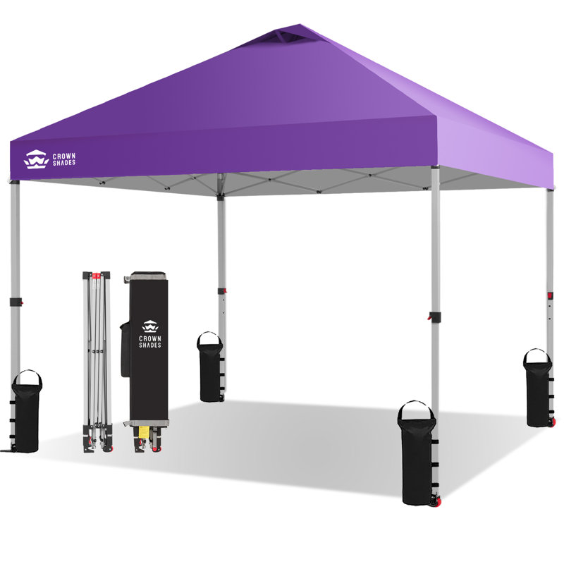 10 Ft. W x 10 Ft. D Metal Pop Up Canopy Tent with One Push Setup, Purple