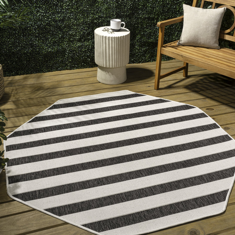 Tapis noir / crème Aveiro, Octogone 5 pi 3 po