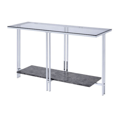 ACME Liddell Sofa Table, Chrome & Glass