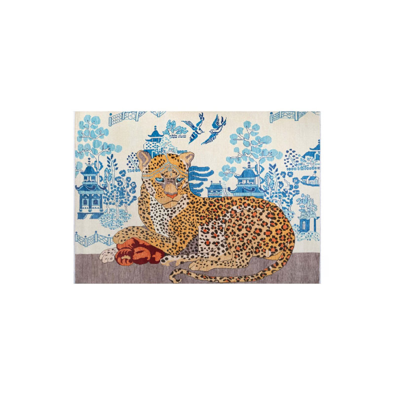 Tapis lavable tigré à dossier tigré bleu, Tapis de couloir 3 pi 3 po x 6 pi 7 po inclus