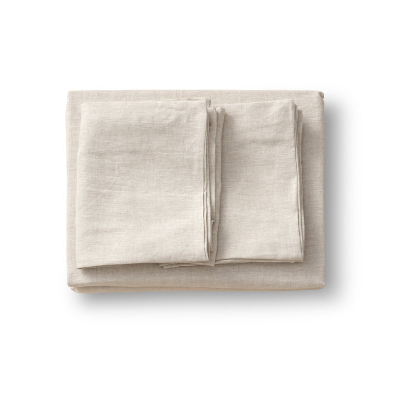 Ensemble de draps en lin, Ensemble de draps pour très grand lit avec 2 taie, Naturel