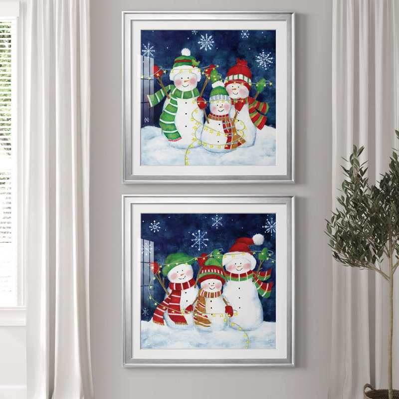 Festive Lights I - ensemble de 2 reproductions d'art encadrées, H 30,5 po x l 61 po x P 1,5 po, Papier avec cadre argenté