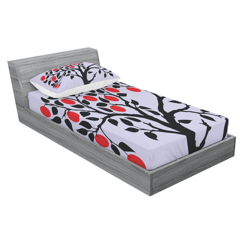 Microfiber Floral Sheet Set, Twin Sheet Set with Fitted Sheet