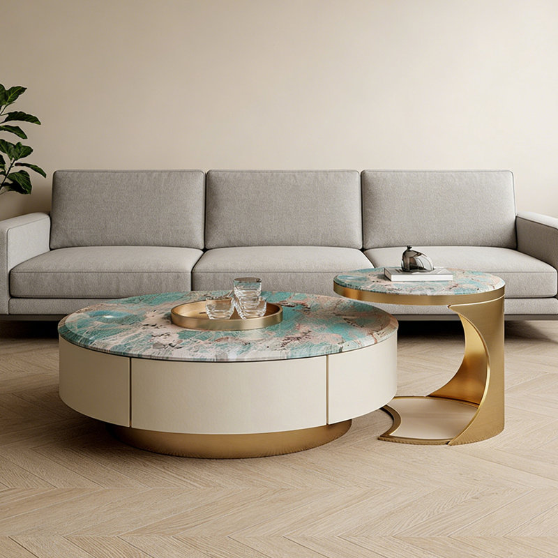Bunching Tables Coffee Table, 15" H x 35.4" L x 35.4" W, Gold