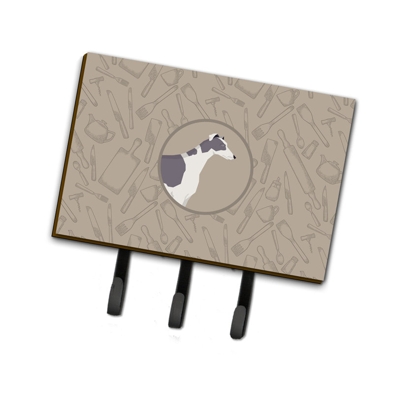 Metal Wall Organizer with Key Hooks, Greyhound