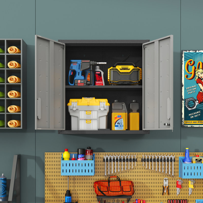 Armoire de rangement pour outils en métal avec serrure et tablette pour l'organisation de l'entrepôt