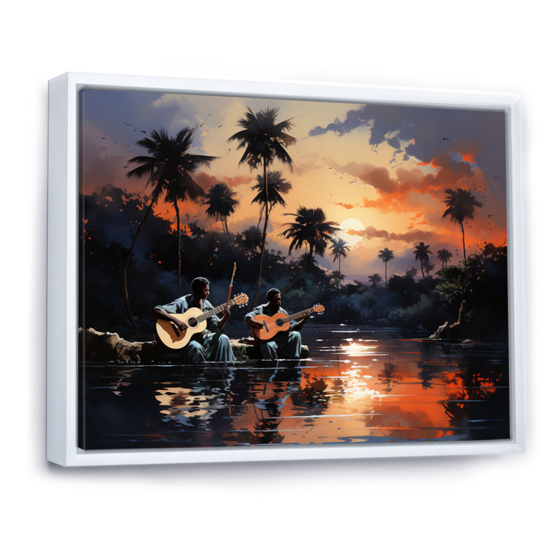 " African Serenading The I ", White Floater Framed, 12" H x 20" W x 1" D