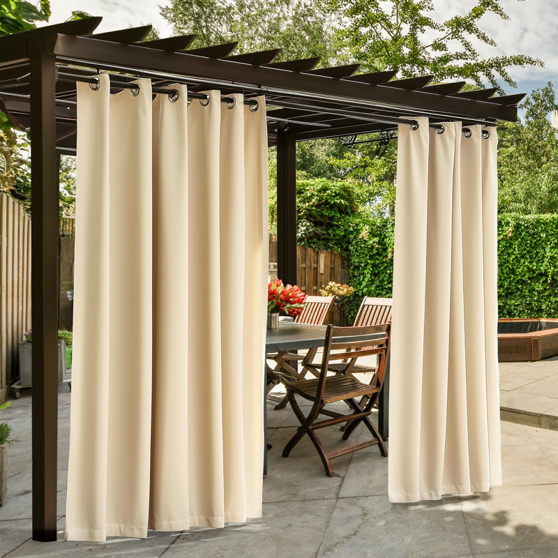 Outdoor Patio Curtains Waterproof - Darkening Thermal Insulated Curtains For Porch, Pergola, Cabana - Sunproof Blackout Drapes With Rust Proof Grommets, Set Of 2 Panels,Biscotti