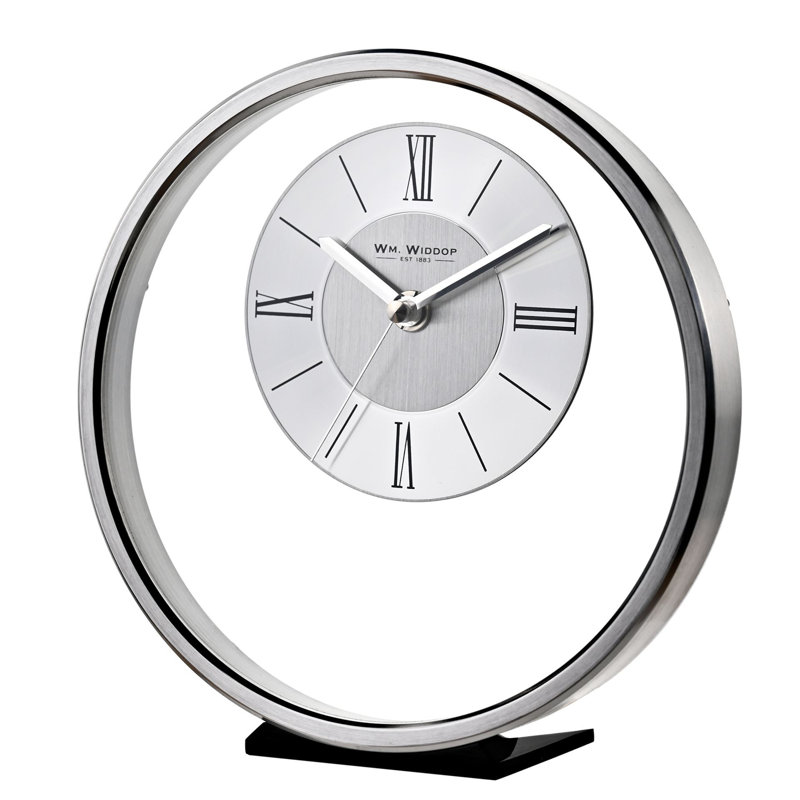 Ovid Metal Mantel Clock, Silver 