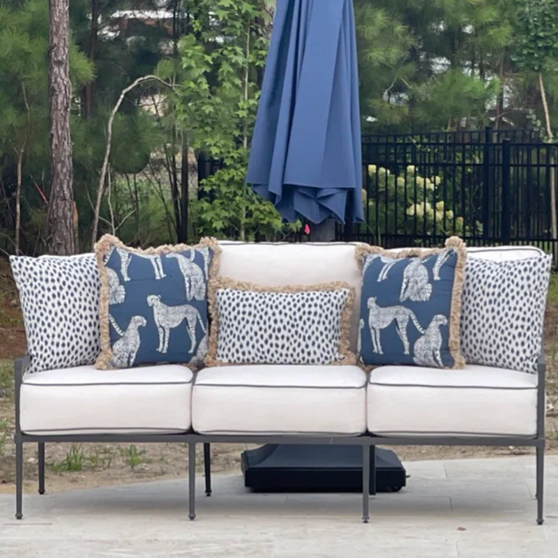 Pebble Beach Square Indoor/Outdoor Pillow Cover & Insert, Indigo