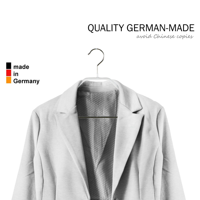 Cintre européen antidérapant pour vêtements avec pinces, Blanc