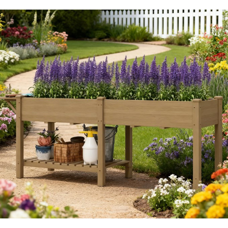 Elevated Garden Bed,Wood Raised Garden Box, Brown