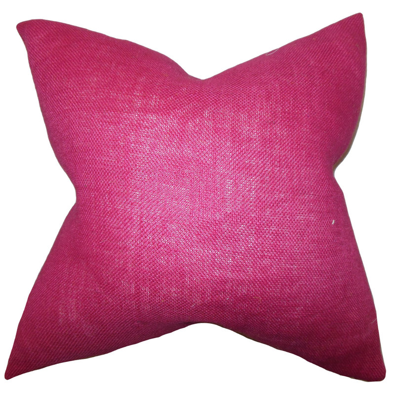  Coussin uni en toile de jute, Magenta, 18 po x 18 po