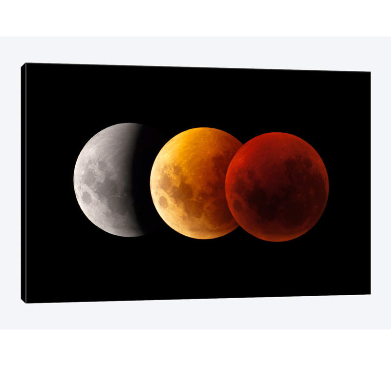 «Composite Image Of Lunar Eclipse II» par Philip Hart, impression sur toile tendue, H 24 po x l 32 po x P 1 po, Blanc
