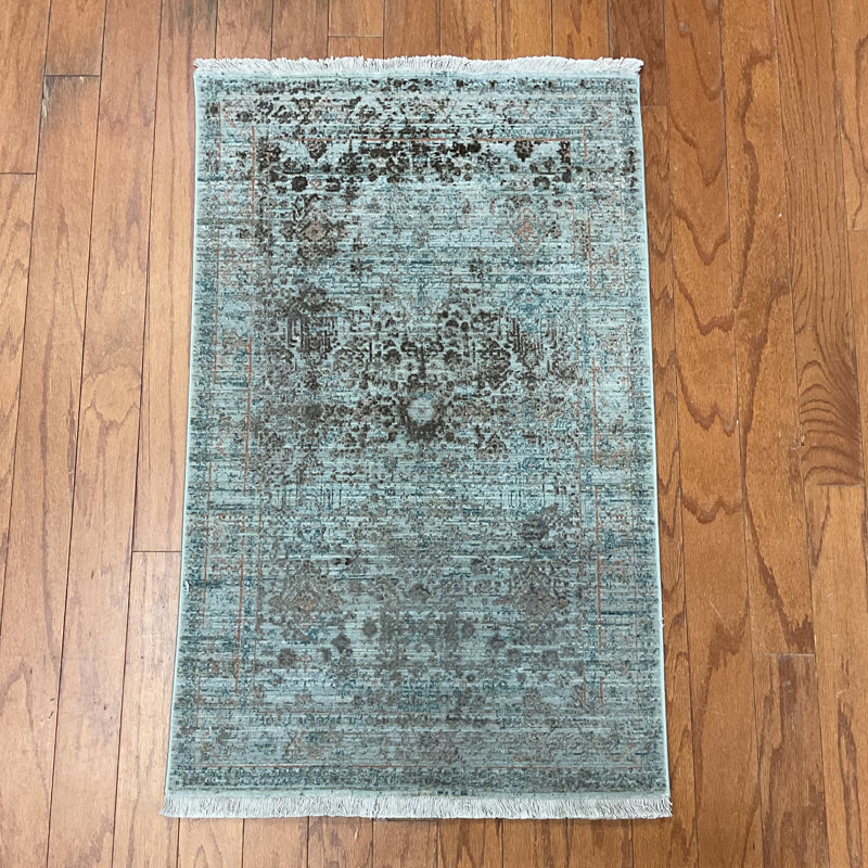 Tapis turc en laine et en soie à motif moderne effacé Williston Forge
