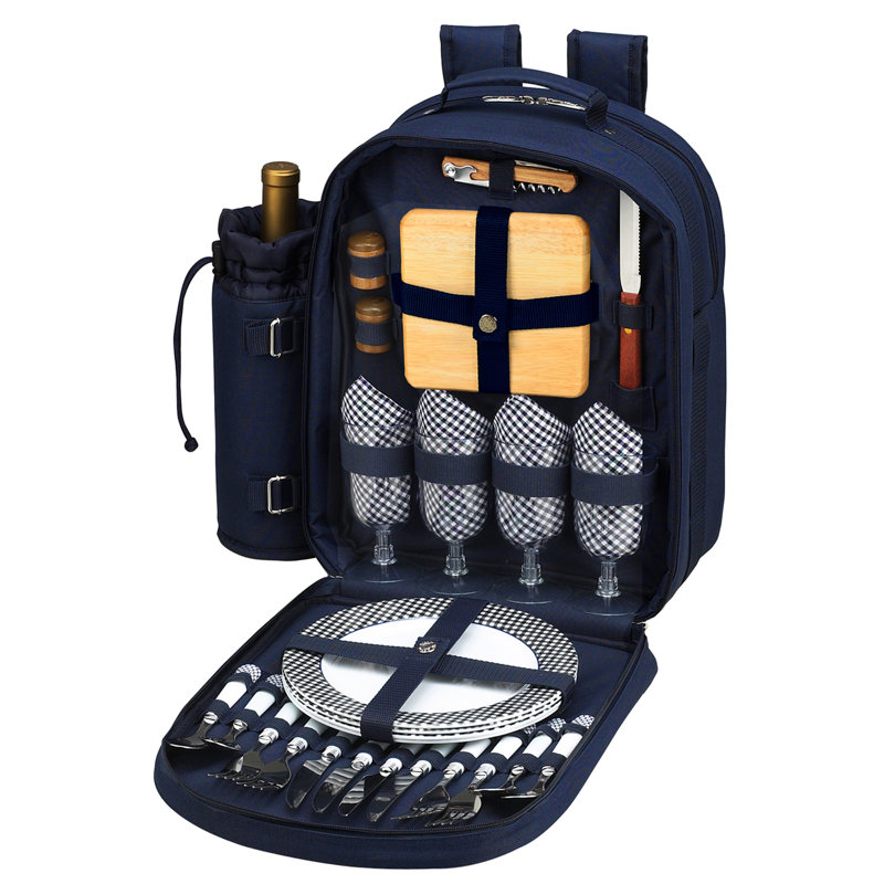 Insulated Picnic Backpack, Service for 4