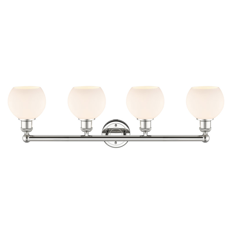 Éclairage pour meuble-lavabo 4 lumières 33 pouces Cambria, Blanc mat, Nickel poli