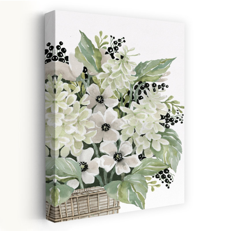 Art floral - Fleurs contemporaines, fleurs blanches et baies, H 36 po x l 24 po