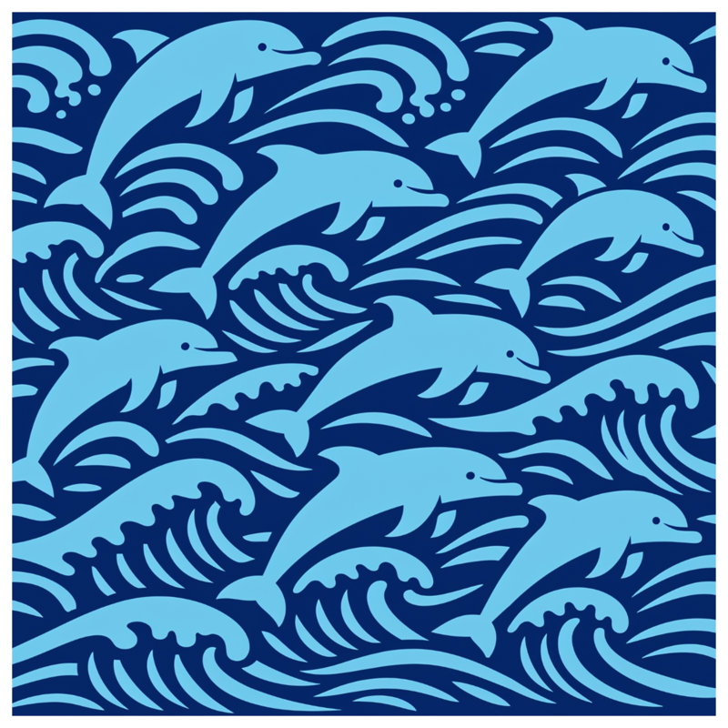 Couvre-lit matelassé Blue Dolphins Waves toutes tailles, Queen