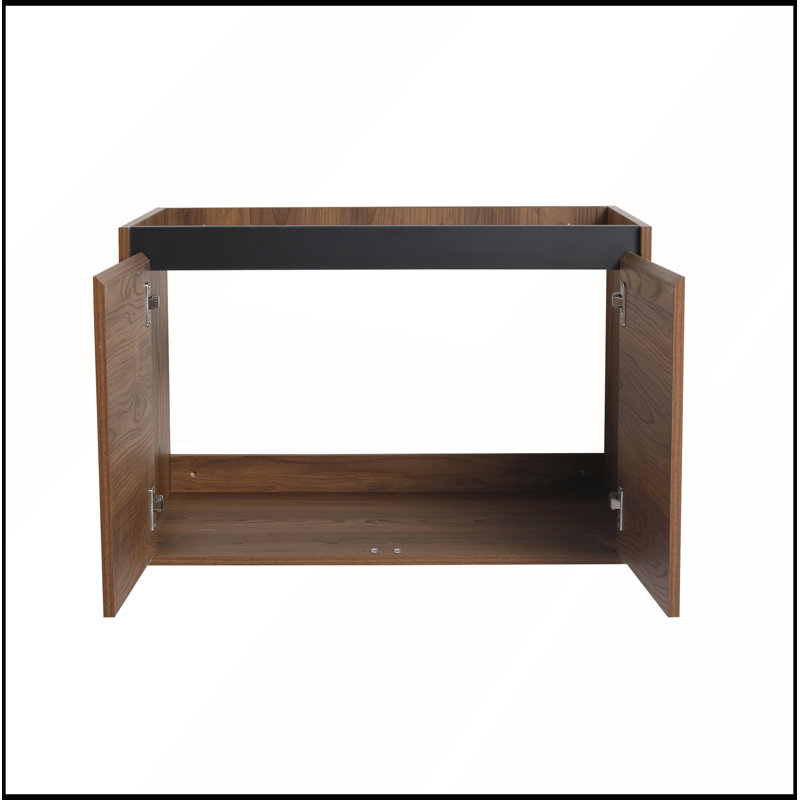 Meuble-lavabo mural 72 po avec comptoir en résine, tablettes de rangement et portes à fermeture douce pour salle de bain moderne