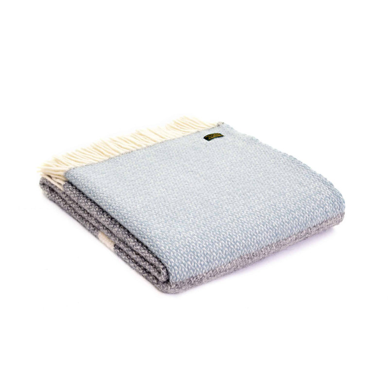 Aallyah Throw Blanket, Grey/Duck Egg