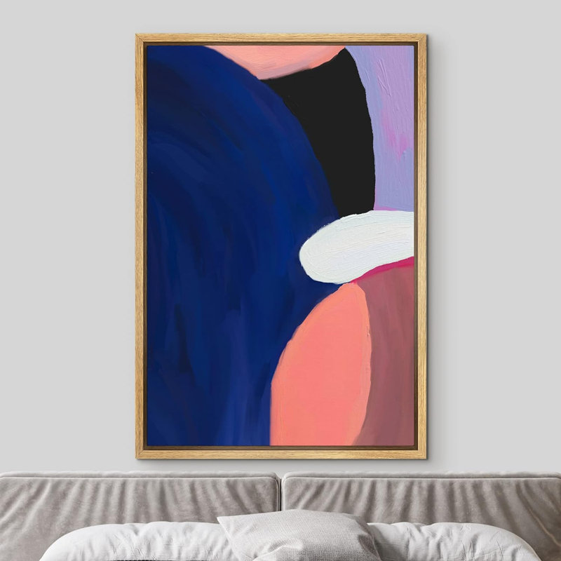 Abstrait coloré avec coups de pinceau bleu et mauve, H 24 po x l 16 po x P 1,5 po, Naturel