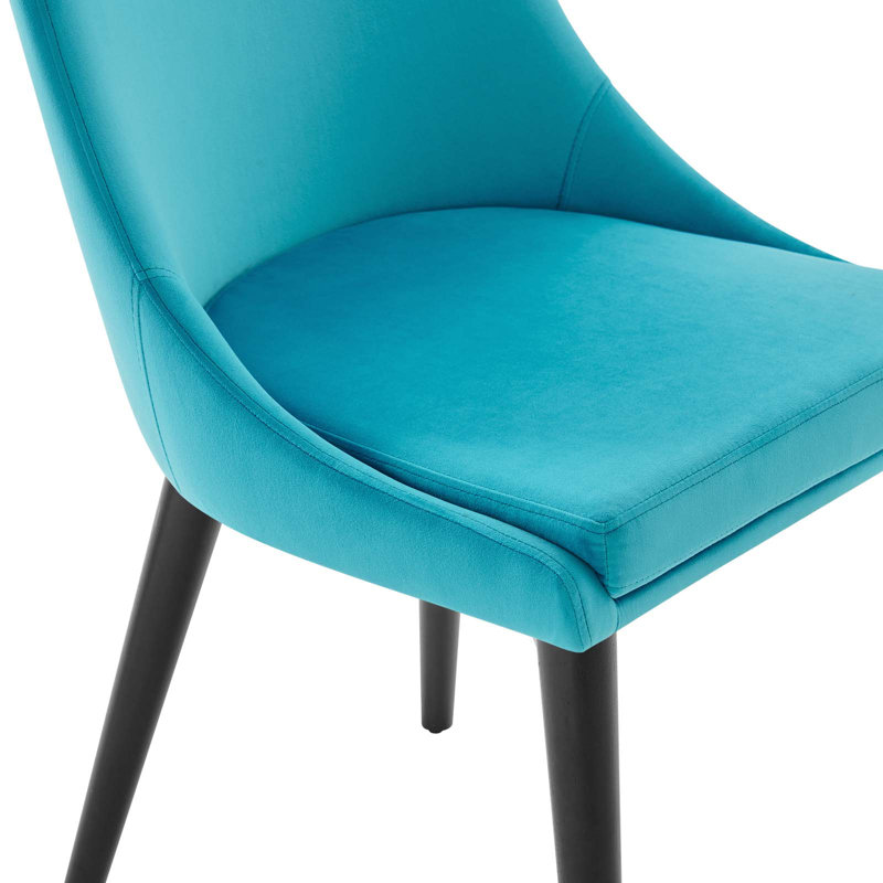 Elegant Blue Velvet Upholstered Dining Chair with Metal Legs