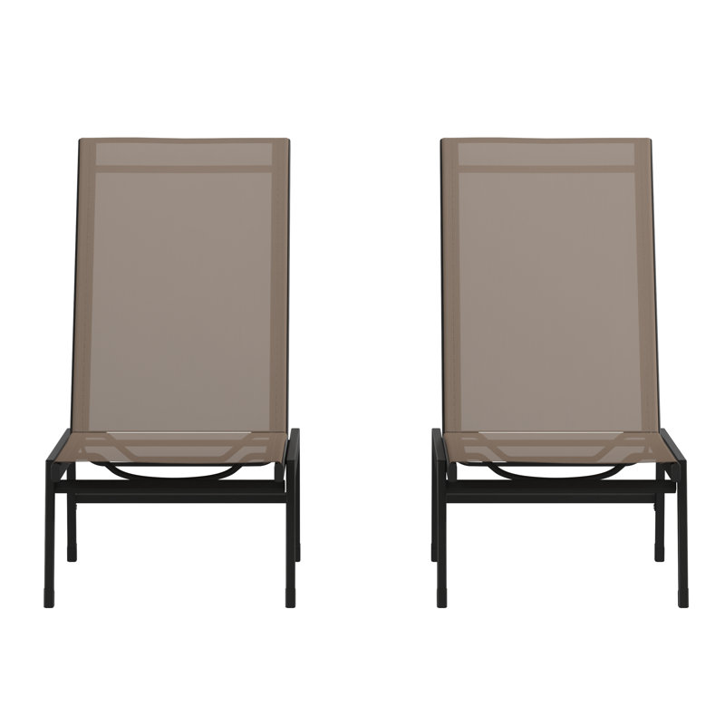 Chaises longues réglables en polyester enduit de PVC Aubreeana, Brun