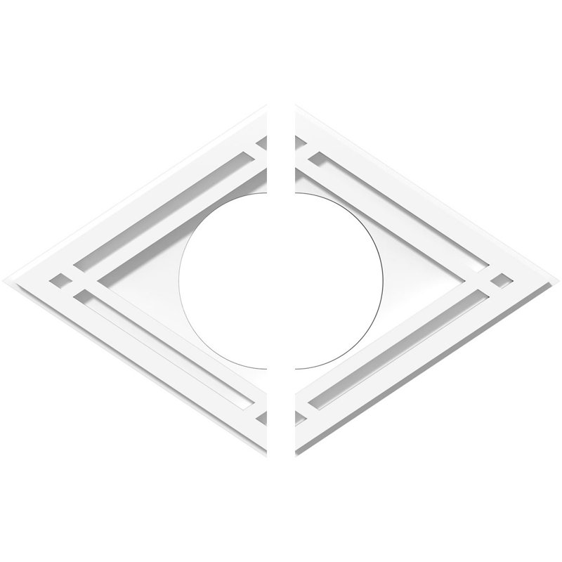 Médaillon de plafond contemporain en PVC Diamond, H 13,375 po x L 20 po x P 1 po