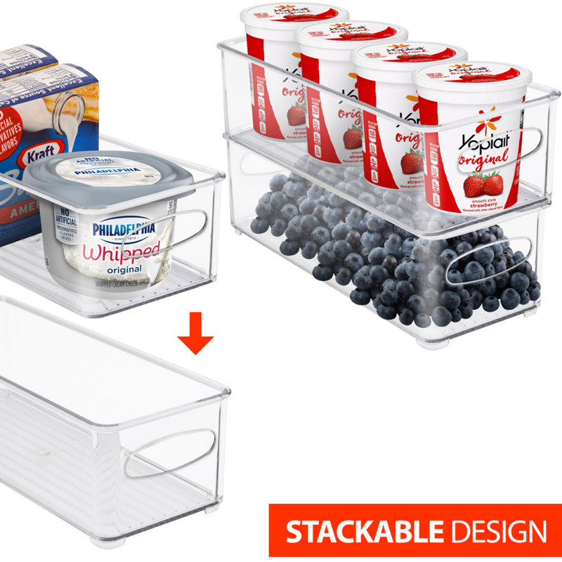Sorbus 6 Pack Narrow Stackable Clear Storage Bins with Handles