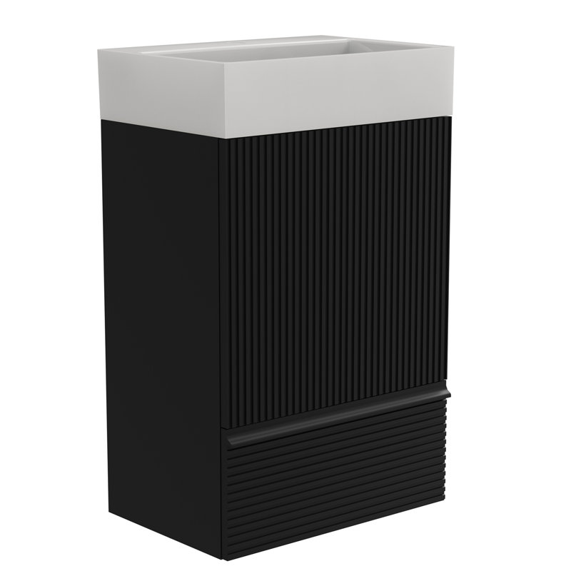 Meuble-lavabo rayé avec lavabo en céramique, Noir, noir, noir, noir