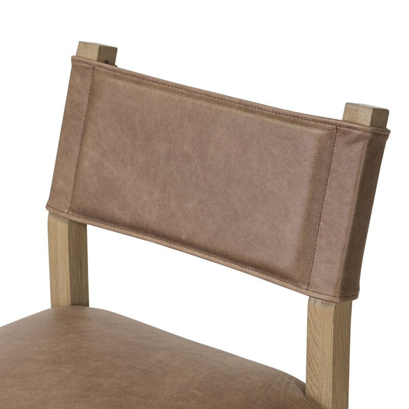 Ferris Stool, Light Oak, Palermo Cigar/Genuine Leather, Bar Stool (29.92" Seat Height)
