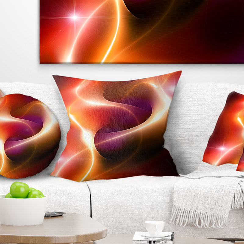Motif abstrait fractal rouge chaud abstrait - Coussin imprimé abstrait, 18 po x 18 po, Coussin décoratif