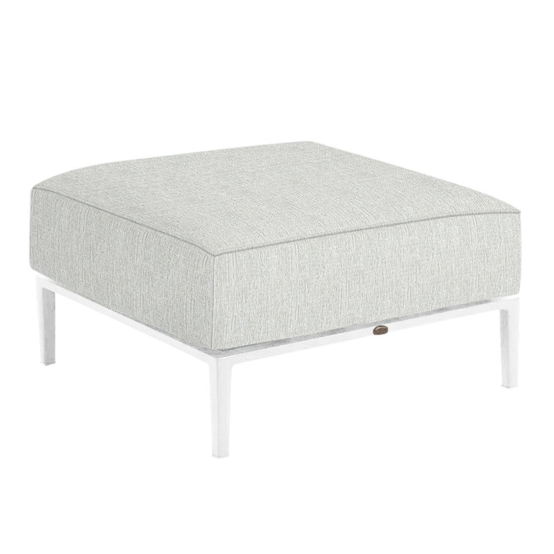 Havana Outdoor Ottoman with Cushion, Welt + Standard fill, Chalk/Natural Resin, Bali Pearl
