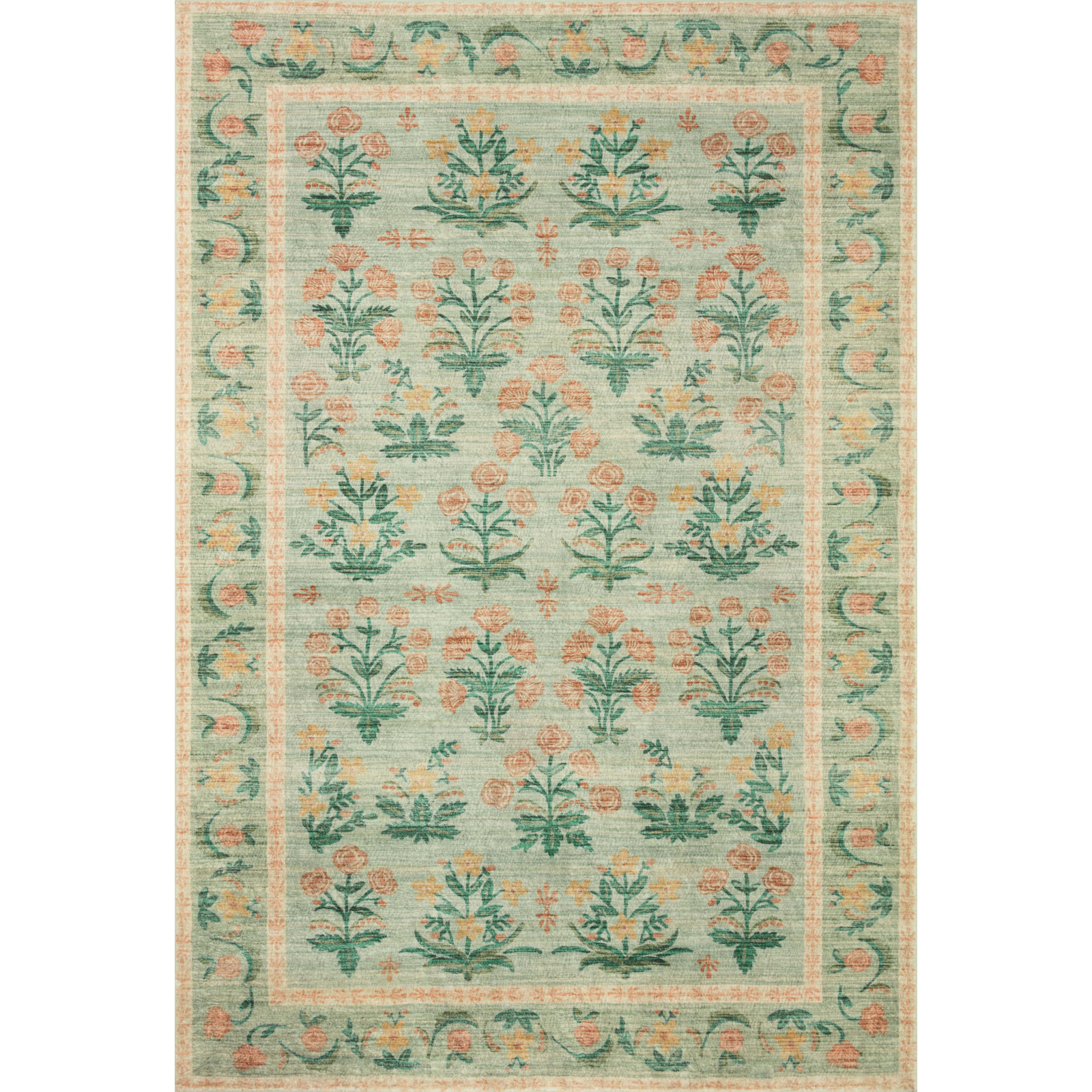 Rifle Paper Co. x Loloi Eden Mughal Rose Blush Rug feat. CloudPile, Runner 2' x 5'