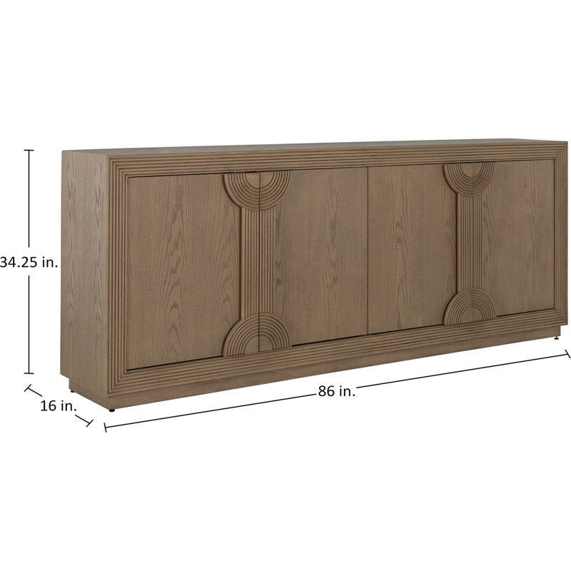 Areo Sideboard - Black, 34.25" H x 86" W x 16" D, Brown