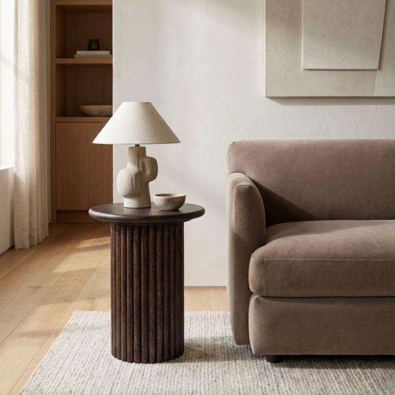 Auren Solid Wood Fluted End Table