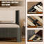 Upholstered Bed Frame With Wingback Headboard, Upgraded Platform Bed With Integrated Led Lighting, 9-Point Support Base, Simplified Assembly, Pu Leather, Dark Grey Oak, Queen-207161097-207161092