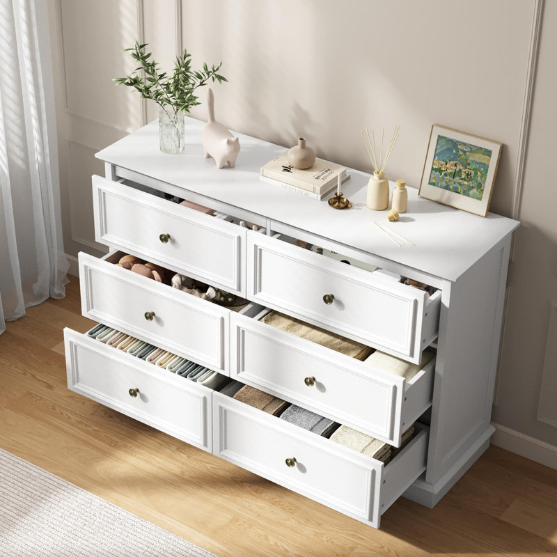 Commode double 6 tiroirs l 47,2 po Valera , Blanc
