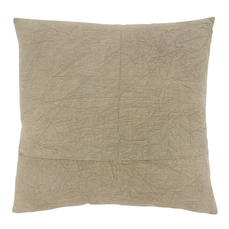 Taupe Floral Appliqued Cotton Square Pillow Cover