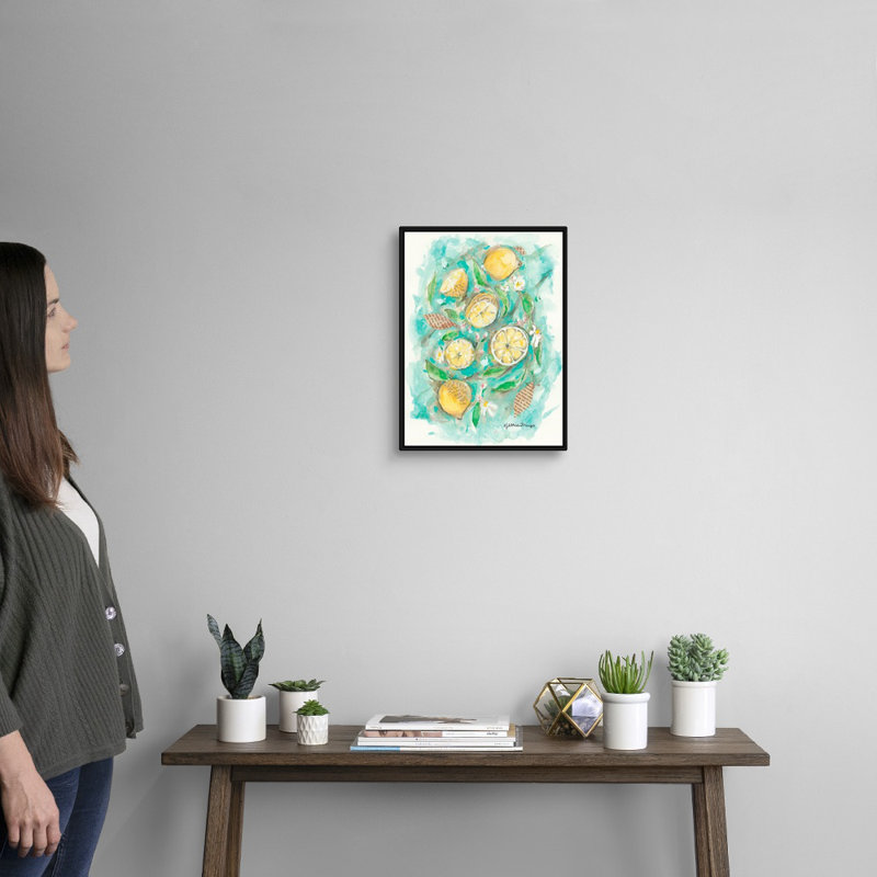 Reproduction d’art sur toile, "make Lemonade" par Jessica Mingo, H 18 po x l 14 po x P 1,75 po, Cadre noir