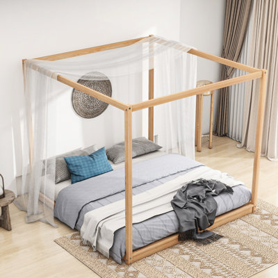 Très grand lit à baldaquin naturel - Structure pour une bonne nuit de sommeil en bois de pin et fabrication