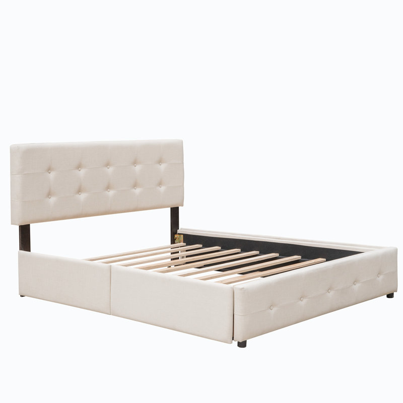 Lit plateforme capitonné simple avec rangement Charissa
